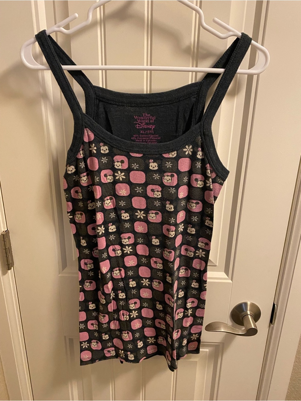 Vintage Wonderful World of Disney XL Juniors Tank Top Pink Gray Minnie Mouse